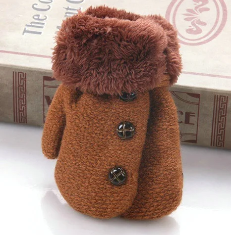 Children's Mittens Winter Wool Baby Boy Knitted Gloves Children Warm Cute Button Rope For 8M-3years | Детская одежда и обувь