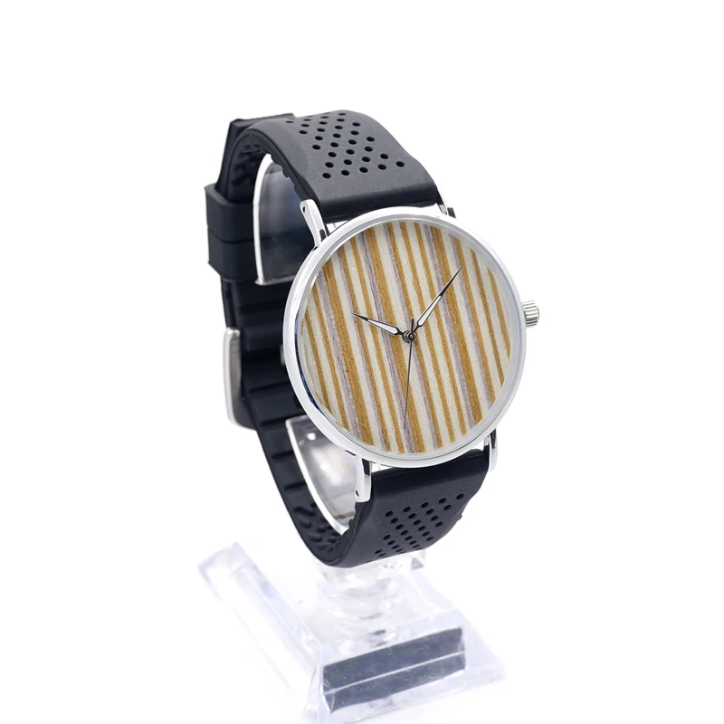 BOBO BIRD Fashion Casual Quartz Wooden Wristwatch For Men And Women Wood Watches Soft Silcone Band Relogio Masculino Feminino | Наручные