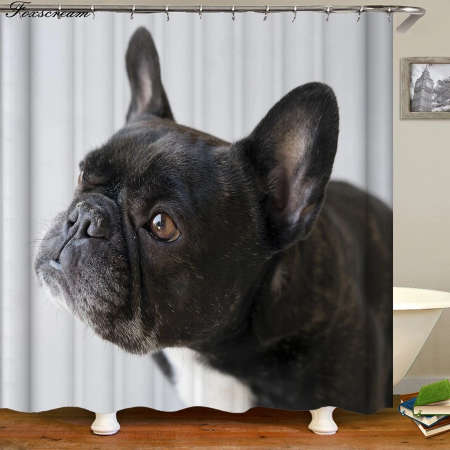 

French Bulldog bath curtain bathroom shower curtains fabric waterproof shower curtain funny shower curtain cortina de ducha