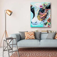 tiger sea turtle cow canvas wall art colorful flowers artwork wild animals painting for kid bedroom bathroom decor drop shipping