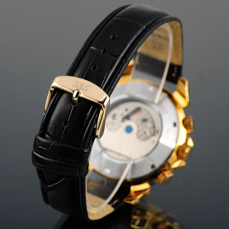 

JARAGAR Mens Watches Luxury Golden Case Male Clock Rotatable Bezel Date Day Display Tourbillion Watch Auto Mechanical Relogios