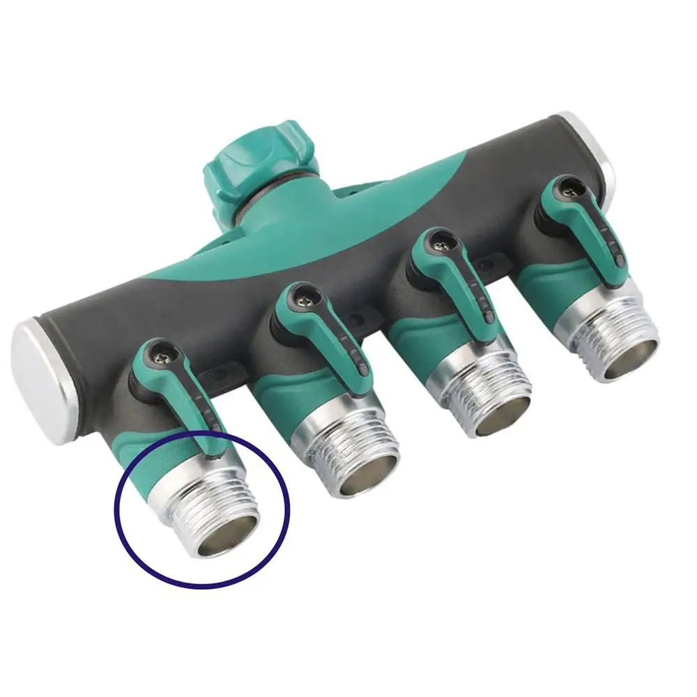 

Garden Hose Pipe Splitter Four-Way Faucet Splitter Drip Irrigation Water Connector Threaded Water Hole 3/4 Water Intake EU/US