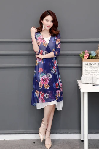 shenlanshaoyao Лето плюс Размеры XL-5XL леди Monther Floral Mesh кимоно для женщин; Большие размеры Для женщин пляжные кимоно Для женщин длинные Floral Mesh Top - Цвет: shenlanshaoyao