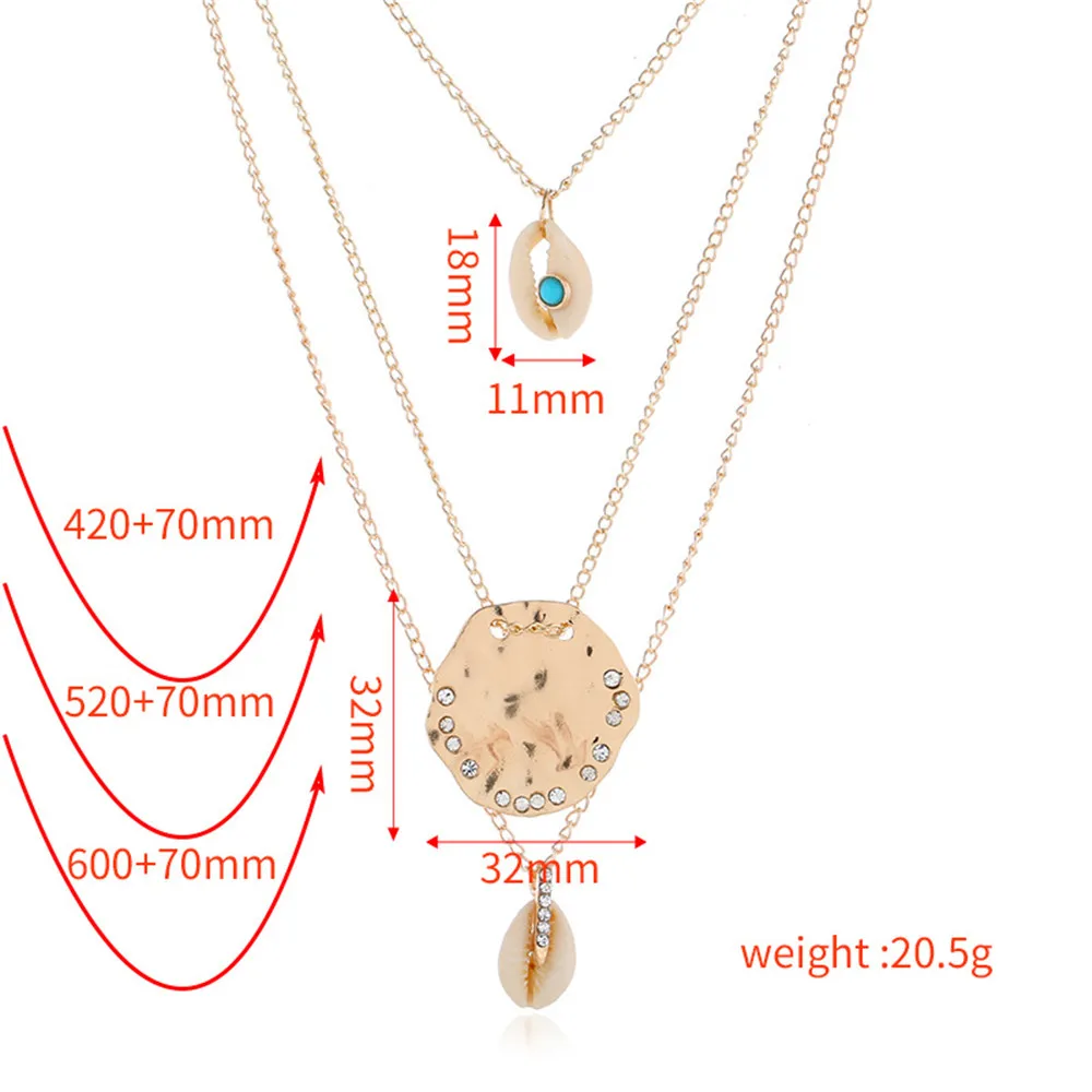 CRLEY золотой цвет богемы многослойное ожерелье ракушка цепь монета кулон