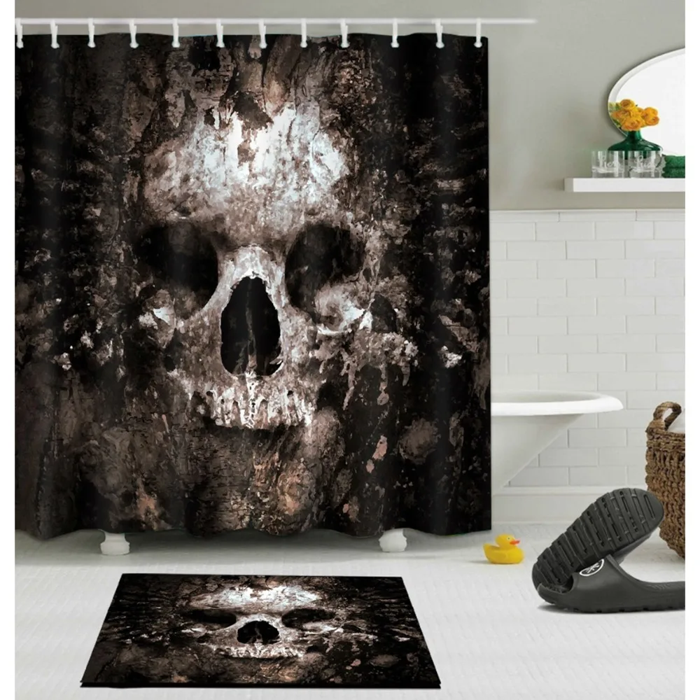LB Scary Rusty Rotten Skull Хэллоуин занавеска для душа и коврик ванной водонепроницаемый