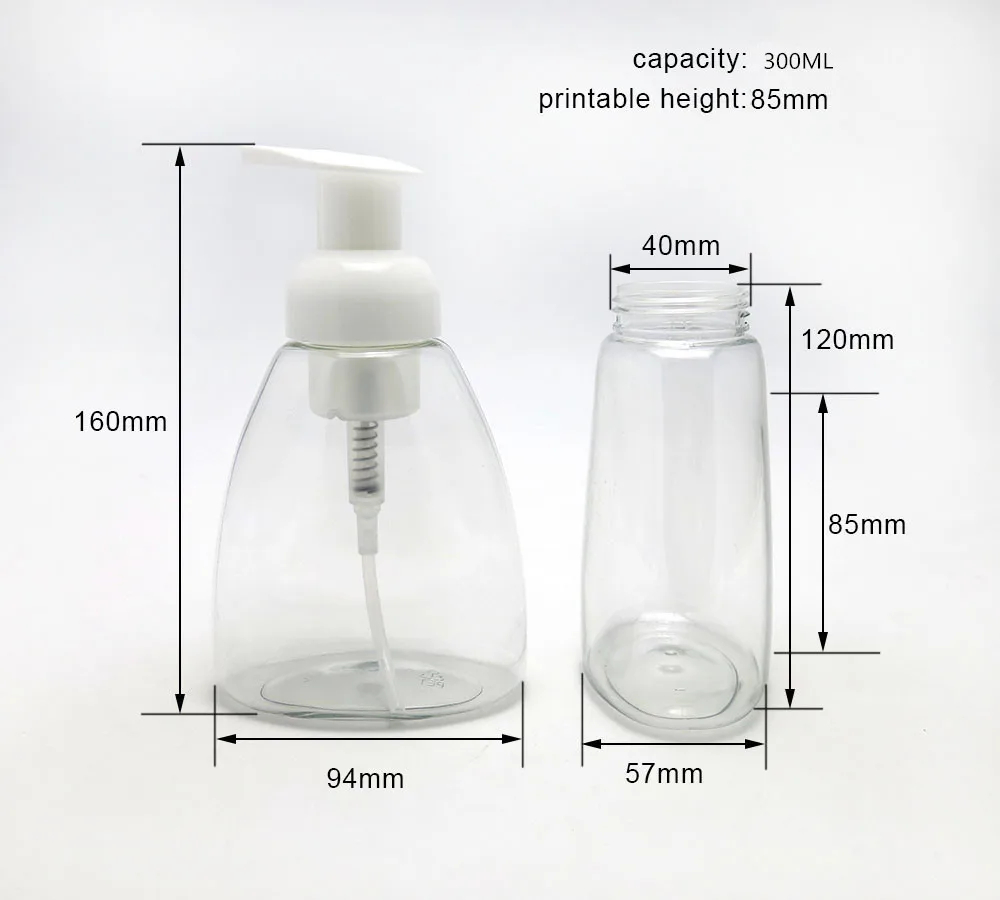 

12 x 250ml 300ml Clear Foam Pump Bottle Soap Foaming Mousses Liquid Dispensers Household For Children's Health Refillable Bottle