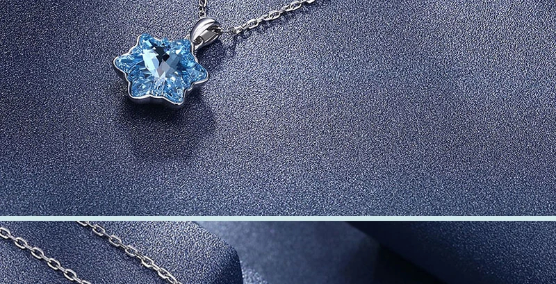Звезда ожерелье с подвеской «Снежинка» Кристалл от Swarovski с 925 пробы Серебряный двойной цепи кулон для женщин Свадебные украшения