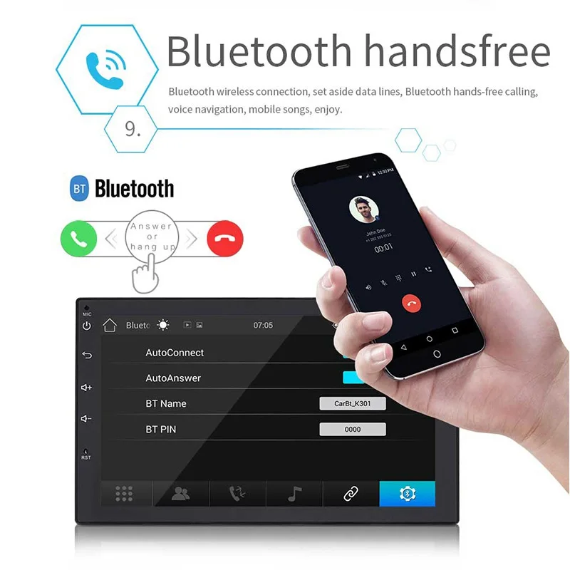 7-дюймовый 2 Din Сенсорный экран 1080 P автомобиля Bluetooth MP5 плеер 4 ядра Android gps навигации