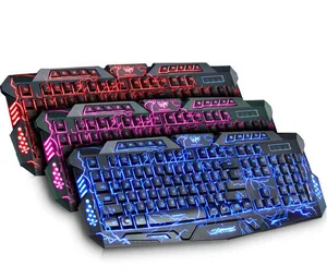 Русскаяанглийская светодиодная клавиатура, 3-цветная клавиатура, переключатель, клавиатура с подсветкой, USB Проводная игровая клавиатура для ПКноутбука, периферийная клавиатура для компьютера