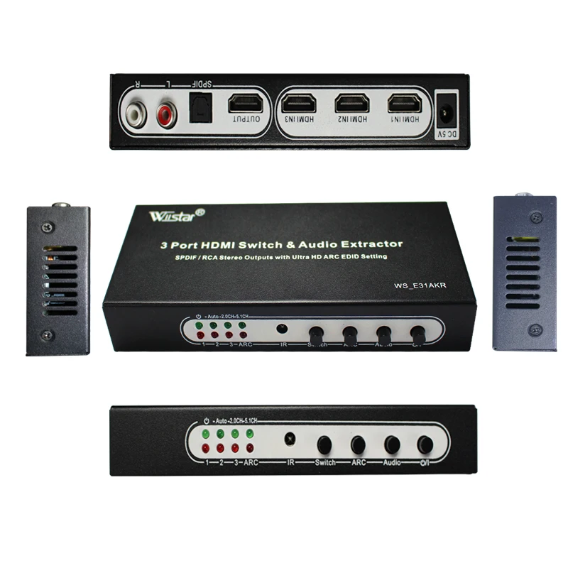 Wiistar ARC 4K HDMI V1.4 Переключатель Селектор 3 в 1 выход аудио экстрактор сплиттер с