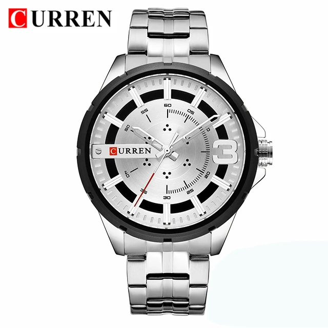 full silver Curren Мужские часы Топ бренд Роскошные креативные водонепроницаемые золотые мужские наручные часы из нержавеющей стали бизнес золотые мужские часы - Цвет: full silver