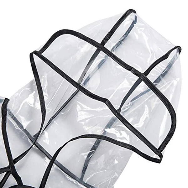 

Transparent Bordered Adult Long Hooded Raincoat Poncho Rainwear (Black)