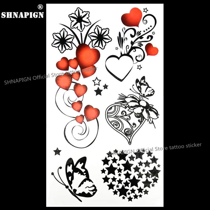 SHNAPIGN временная татуировка с романтическим любовным сердцем боди арт на руку