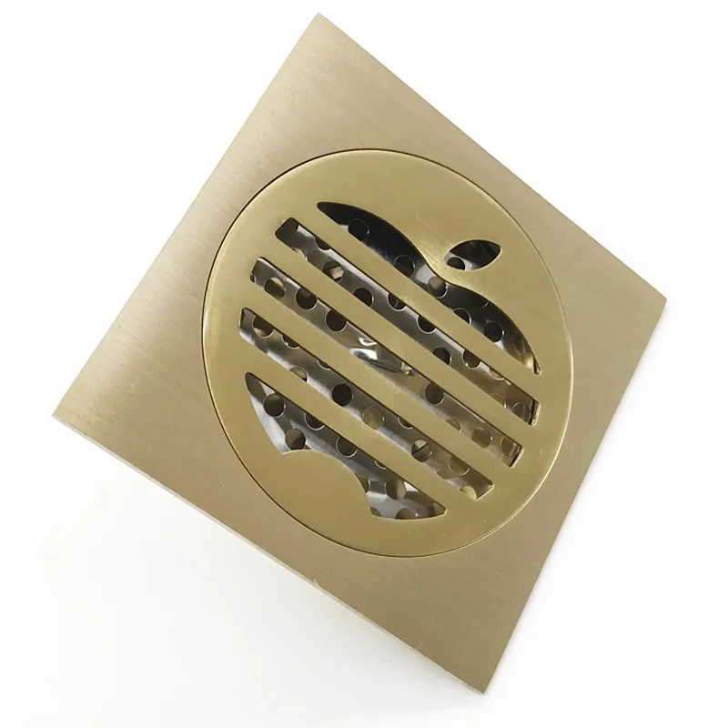 

High Quality Brass Carved Flower Art Bathroom Accessory Floor Drain Waste Grate100mm*100mm