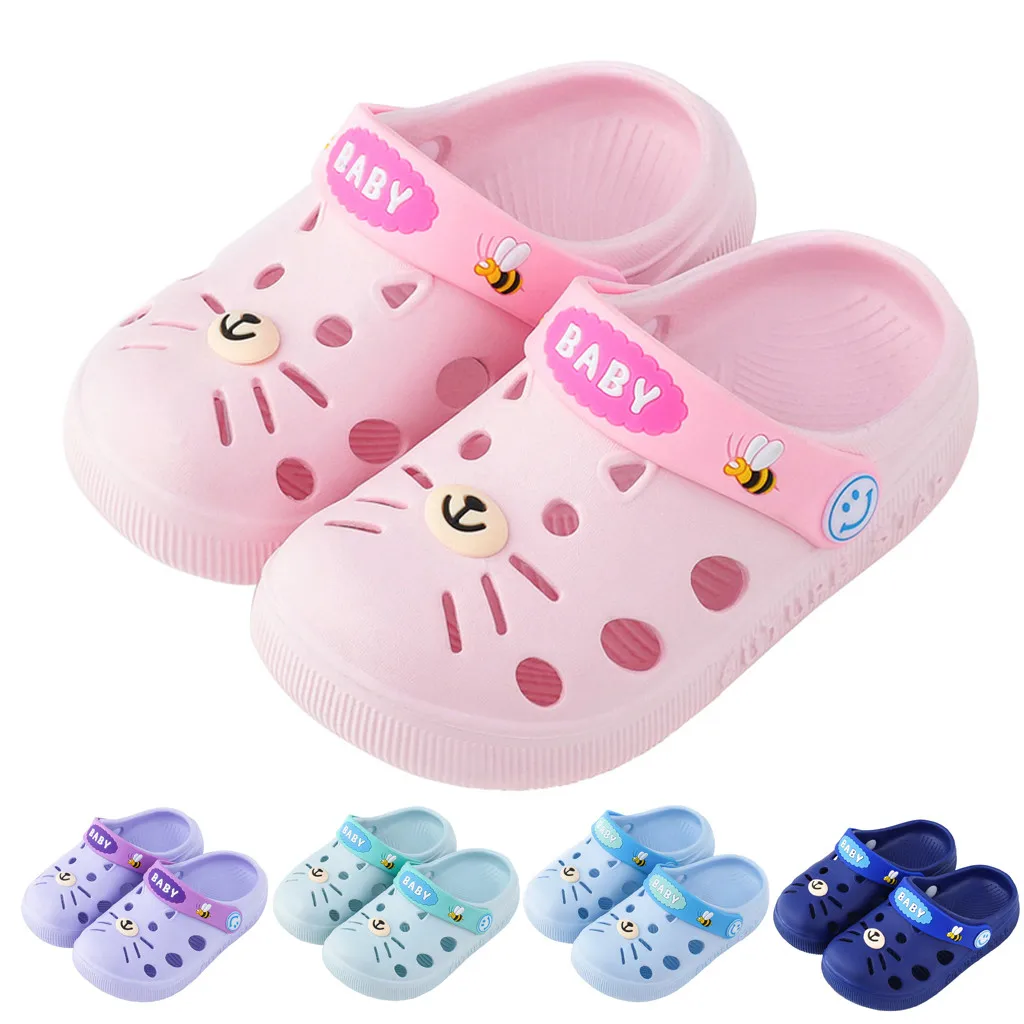 

Baby Boys Girls Sandals Summer Beach Shoes Home Slippers Toddler Kids Cartoon Cat Floor Baby Shoes Breathable Sandals children