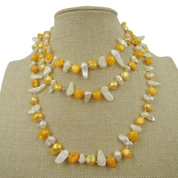 100 nature freshwater pearl long necklace 120 cm in baroque shape