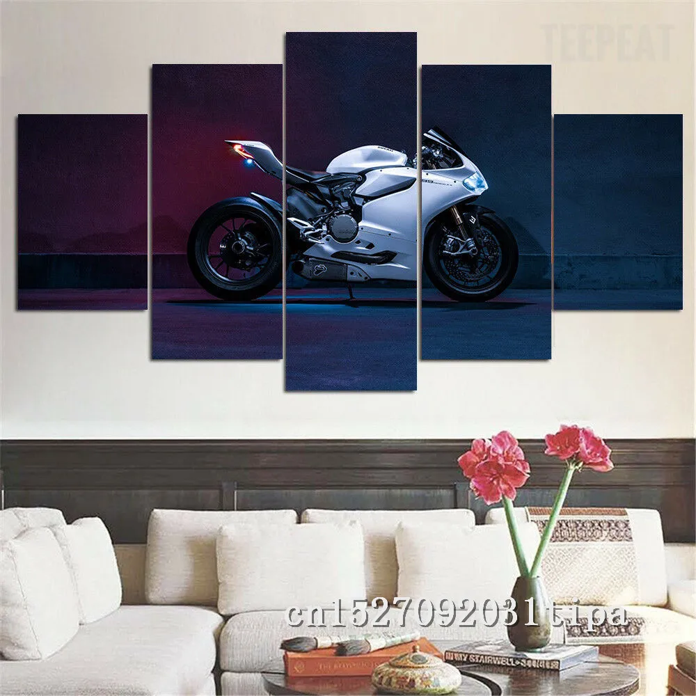 Поездок на мотоцикле Ducati 5 Панель Абстрактная живопись украшение стену маслом