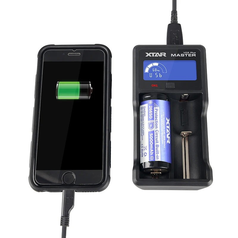 Подлинный xtar MASTER VC2 Plus 2 слота 1А ток интеллектуальное зарядное устройство USB для