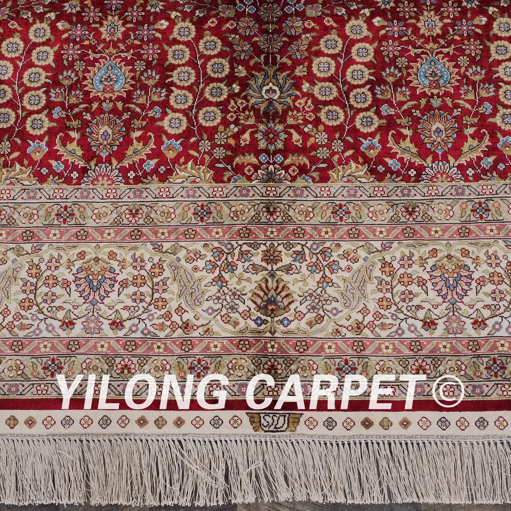 Yilong 6 &quotx 9&quot красный ковер ручной работы шелковый с узелком (LH03A6x9)|carpet rug|silk carpetrugged