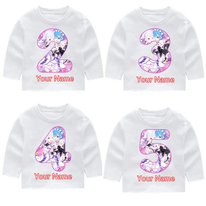 Хлопковые футболки с длинными рукавами и принтом ReZero REM для мальчиков девочек