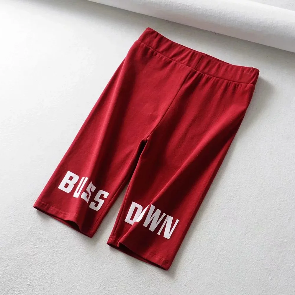 BUSS DOWN print Womens Biker Shorts High Waist skinny sexy Shorts Active Fitness Gym Summer Shorts Streetwear Slogan Shorts