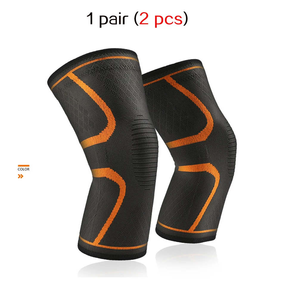 A Pair Orange Стоящая 1 пара эластичные нейлоновые наколенники фитнес Защитное снаряжение спортивные наколенники коленный фиксатор поддержка для баскетбола волейбола - Цвет: A Pair Orange