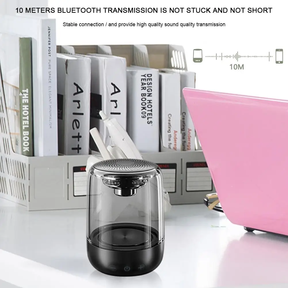 Модный C7 Bluetooth 5 0 динамик прозрачный светодиодный светящийся сабвуфер TWS 6D Surround HIFI