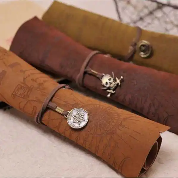 Ретро винтажный пиратский свернутый чехол карандаш из искусственной кожи с