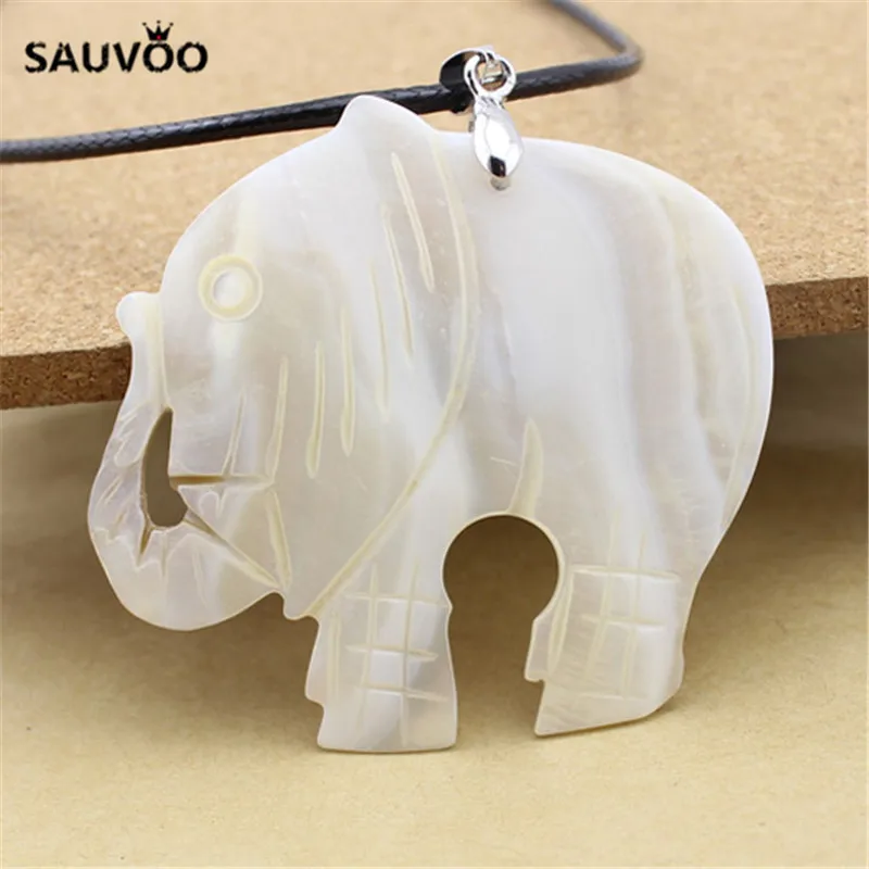 SAUVOO 1pcs Cute White Animal Elephant Pendant Charms 58*60*4mm for DIY Necklace Jewelry Making Findings Accessories | Украшения и