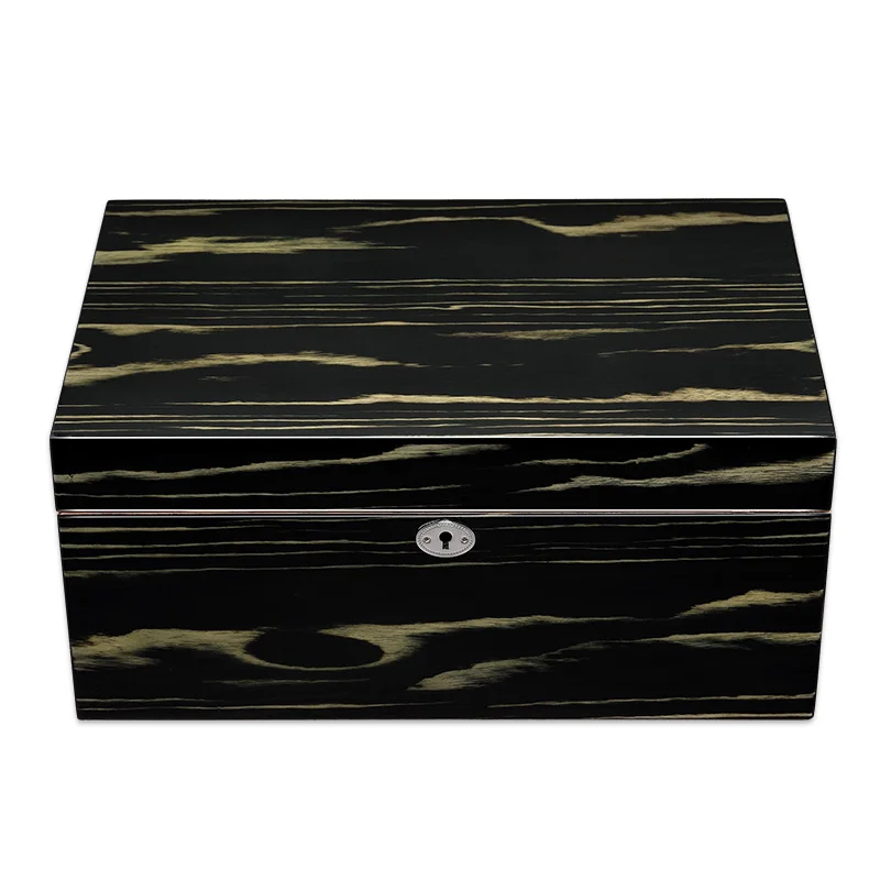 Роскошный двухслойный с глянцевой поверхностью кубаный черный гумидор для сигар