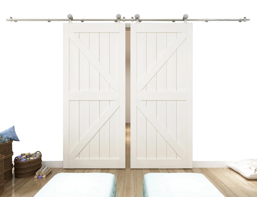 DIYHD 5FT-8FT нержавеющая сталь оборудование для раздвижной двери сарая Верхнее Крепление спиц колеса Интерьер Деревянные двери прокатки трек
