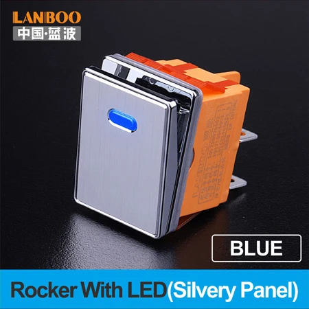 Blue(Silvery Panel) LANBOO 16A250VAC DPDT Высококачественная алюминиевая панель Водонепроницаемый кулисный переключатель - Цвет: Blue(Silvery Panel)