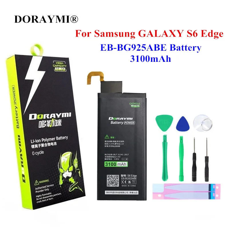 Оригинальный DORAYMI EB BG925ABE батарея 3100 мАч для Samsung GALAXY S6 Edge G9250 G925F G925P Высокое
