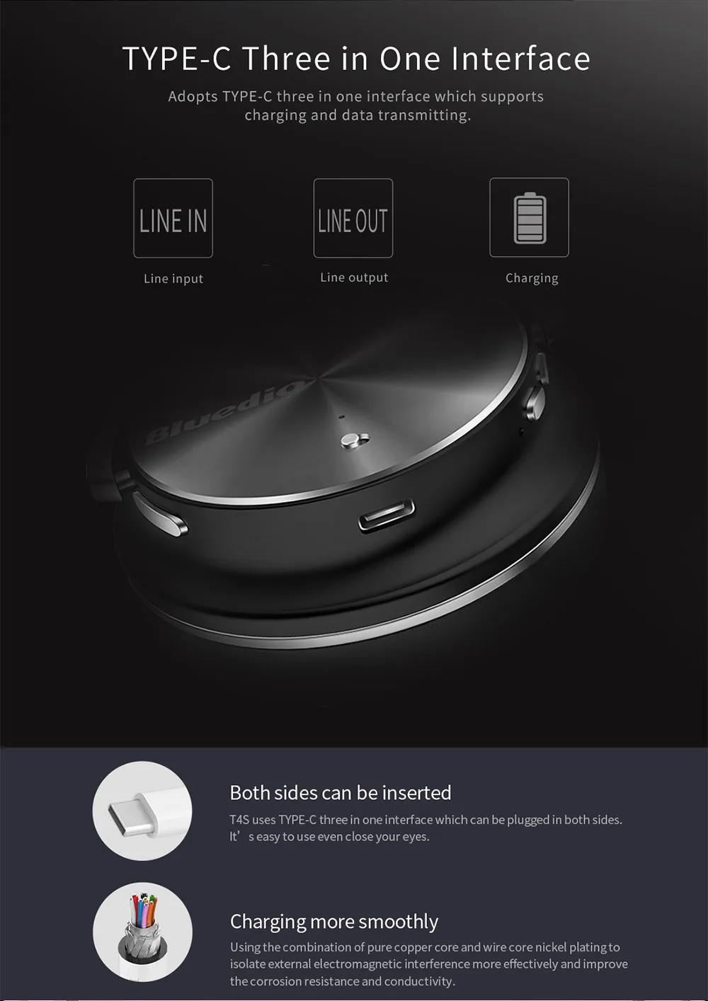 Bluedio T4S беспроводные bluetooth-наушники с шумоподавлением, беспроводная гарнитура с микрофоном для мобильных телефонов