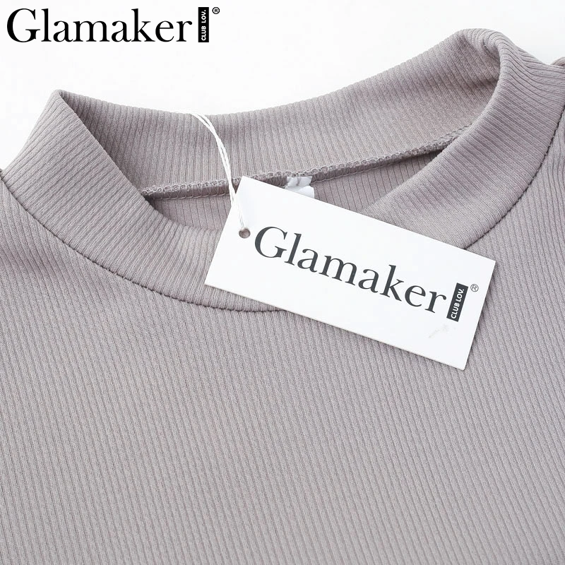 Glamaker, трикотажный сексуальный облегающий боди с высоким воротом, женский короткий комбинезон с пуговицами, женский комбинезон с длинным рукавом, повседневный комбинезон