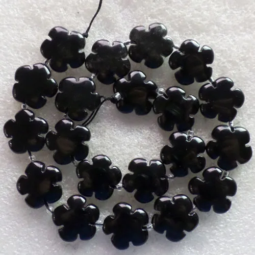 (1 прядь/партия) оптовая продажа натуральный резной черный Агаты цветок свободный