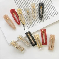 12 styles women girl korea hollow geometric waterdrop acrylic hair clips shiny tinfoil sequins hairpin hair accessories barrette