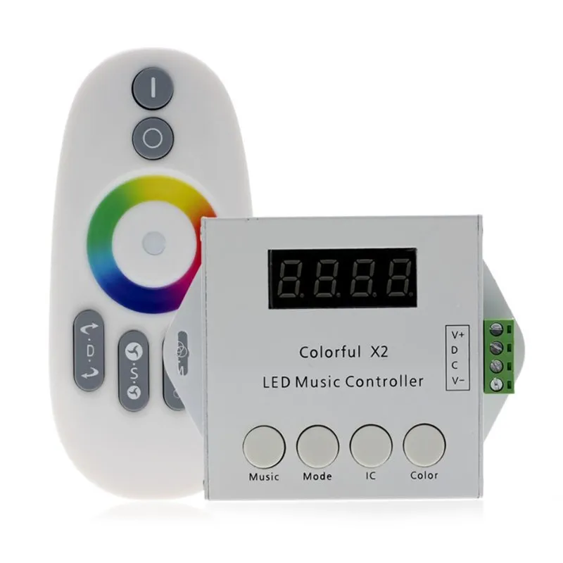 DC5-24V Colorful-X2 Music Controller For WS2812B WS2811 WS2813 USC1903 LED Strips with RF Touch Remote Max Control 1000 Pixels | Лампы и