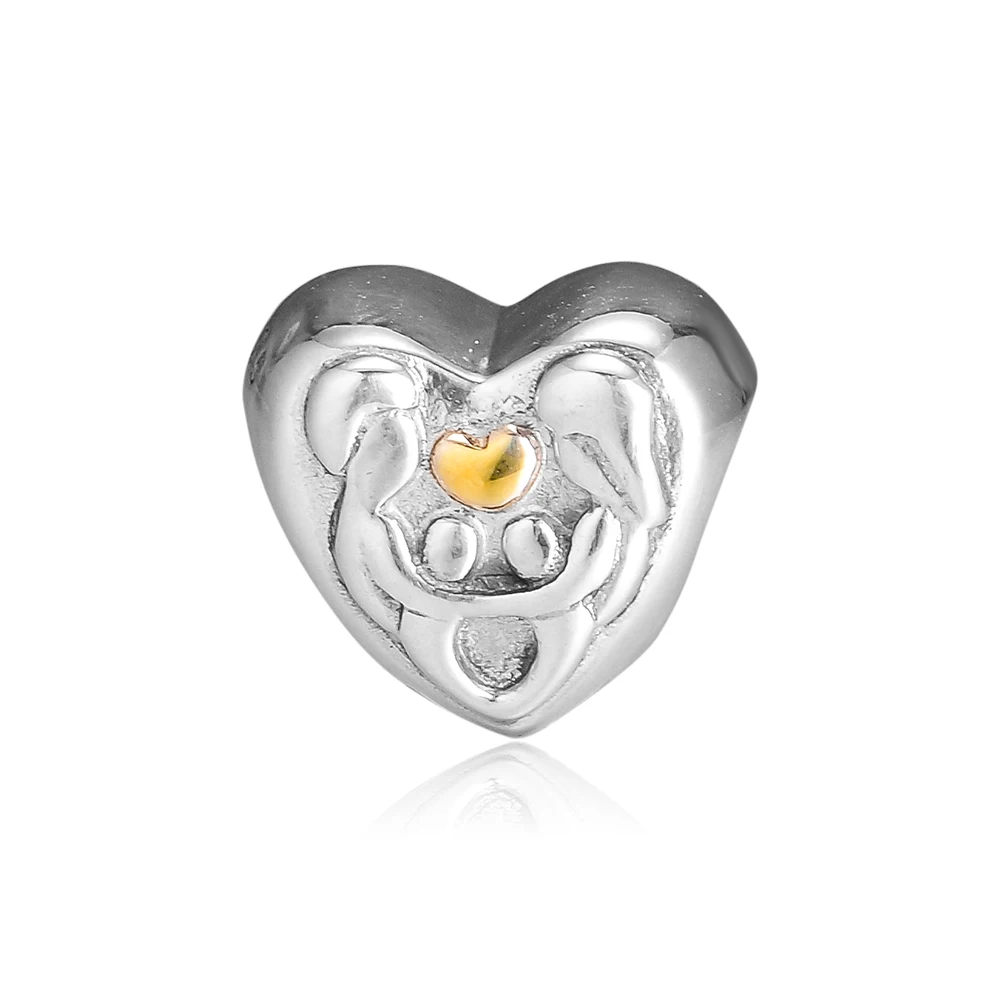 CKK подходит для браслетов Pandora шармы в виде сердца семьи 925 оригинальные бусины из