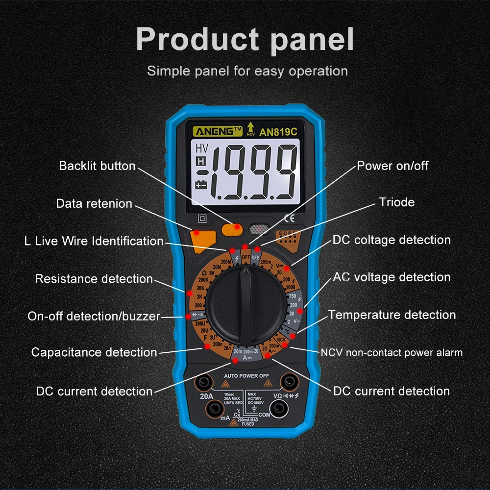 ANENG AN819C мультиметр цифровой тестер digital multimeter мини dc tester мультиметры capacitor