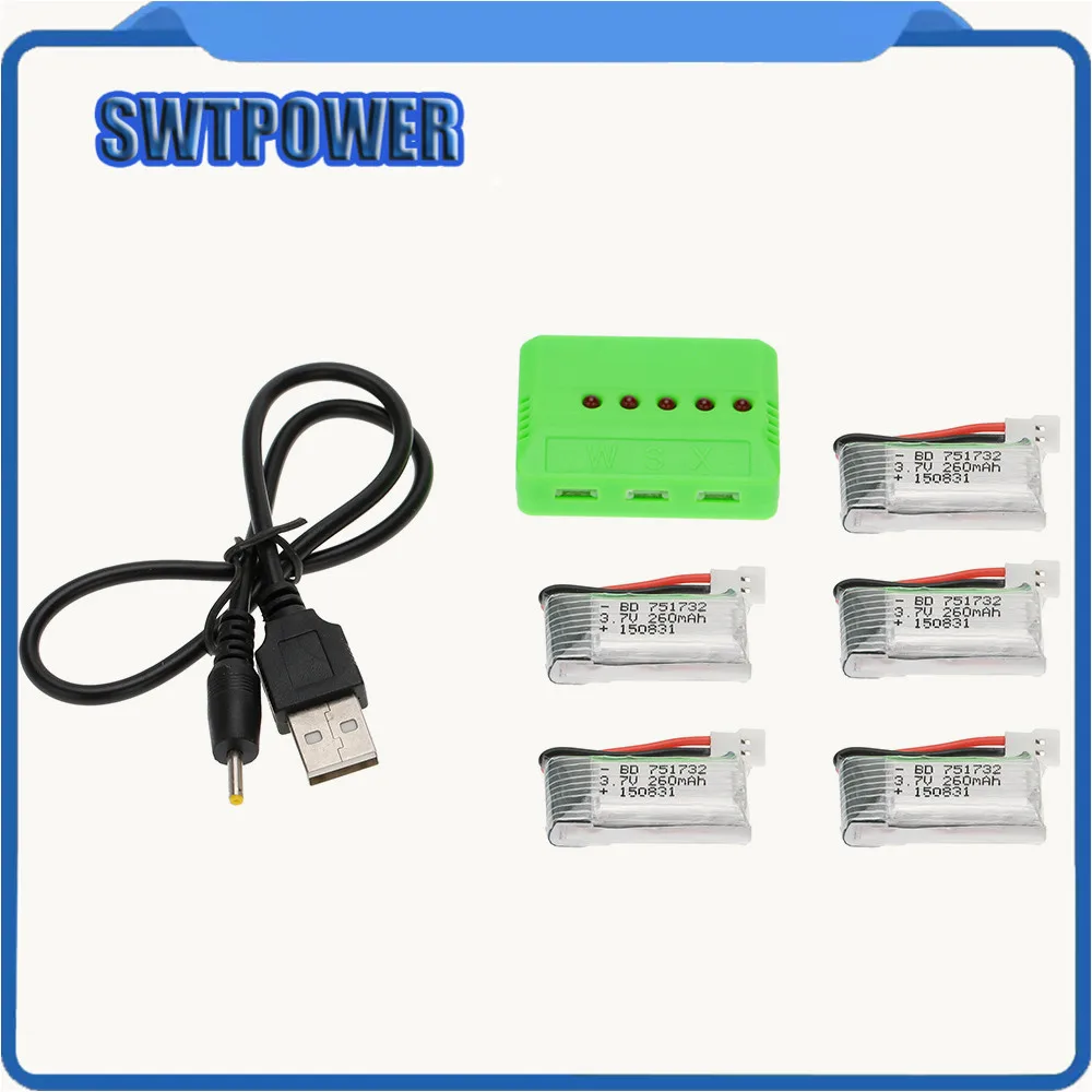 5 шт. 3.7 В 260 мАч lipo Батарея для Нибиру H8 jjrc Mini с 5in1 Зарядное устройство RC Quadcopter