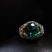fashion vintage green rings for women rrendy retro zircon stone ring classic rhinestone filled finger rings girl female gift