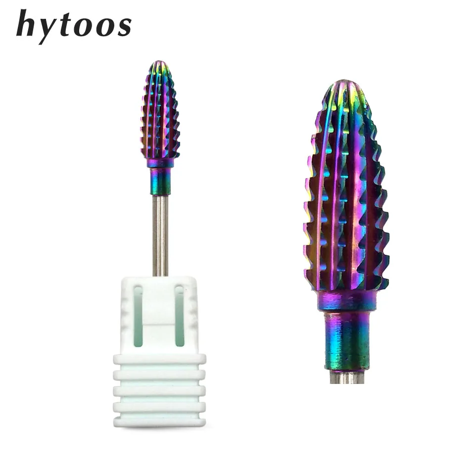Фрезы для ногтей HYTOOS радужные вольфрамовые твердосплавные фрезы маникюрные