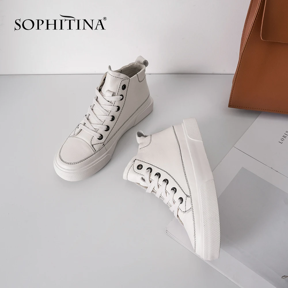 Женские туфли из натуральной кожи SOPHITINA Прошитые повседневные на плоской подошве