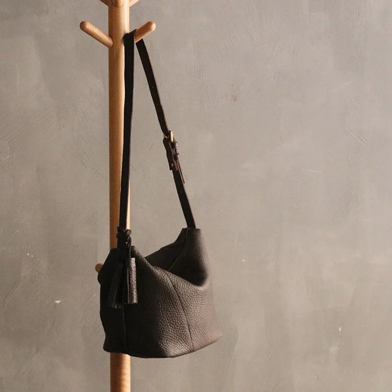WOONAM Full Grain Genuine Calf Leather Tassels Large Hobo Shoulder Bag Cross-body Satchel WB582 | Багаж и сумки