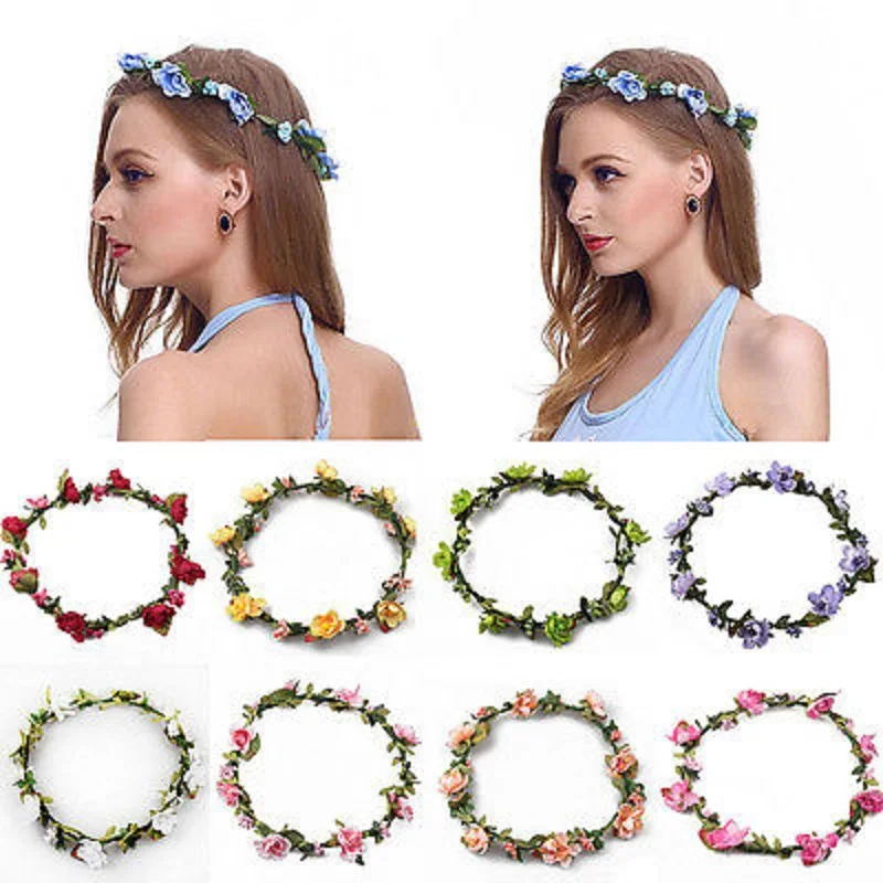 Красота Роза цветок корона головная повязка Свадьба Выпускной пляж цветочный