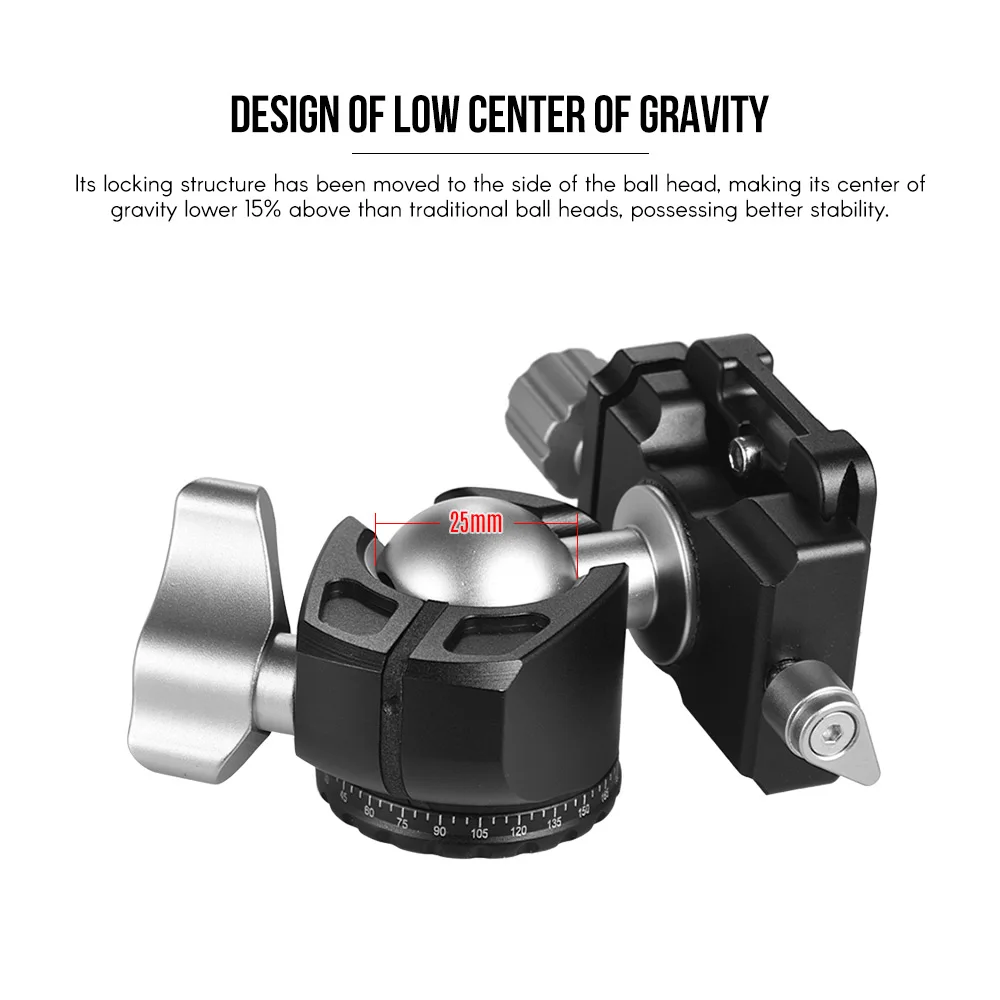 Andoer D 25R с ЧПУ двойная шаровая Головка мини для штатива монопод камер Canon/Nikon/Sony/DSLR