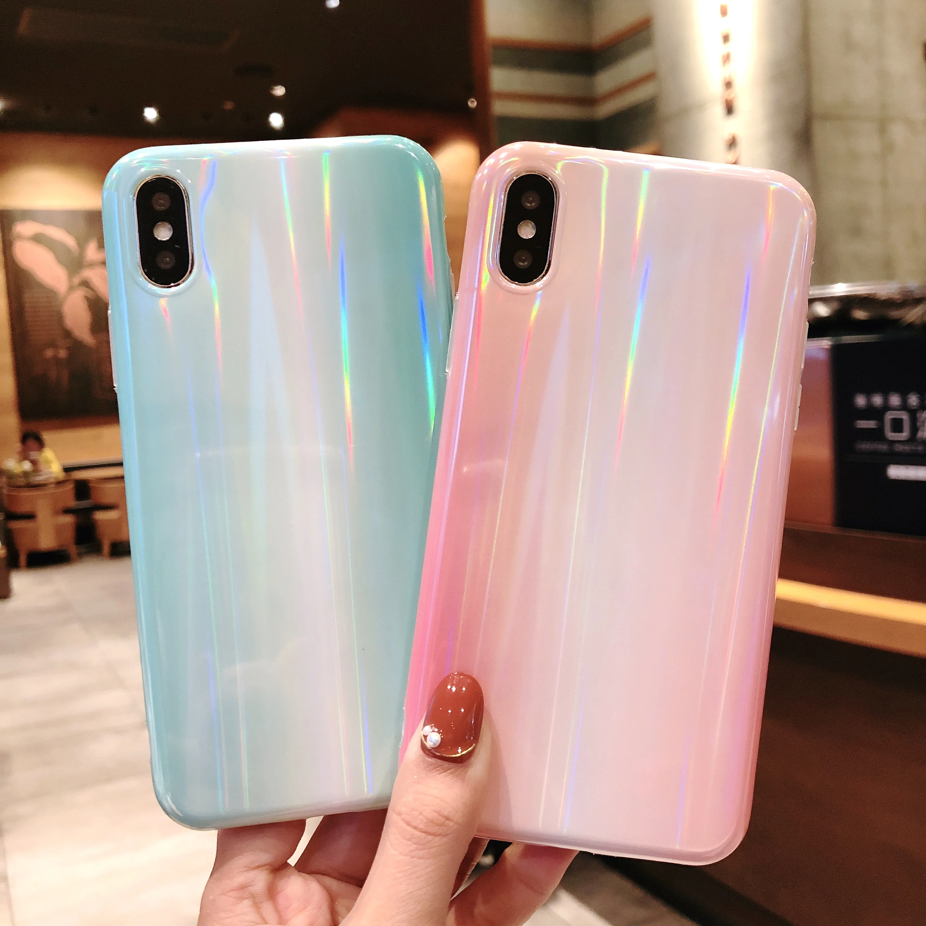 COPEONE чехол для iPhone 7 Plus Мягкий ТПУ Радуга Аврора лента задняя крышка XS XSMAX XR 6 8