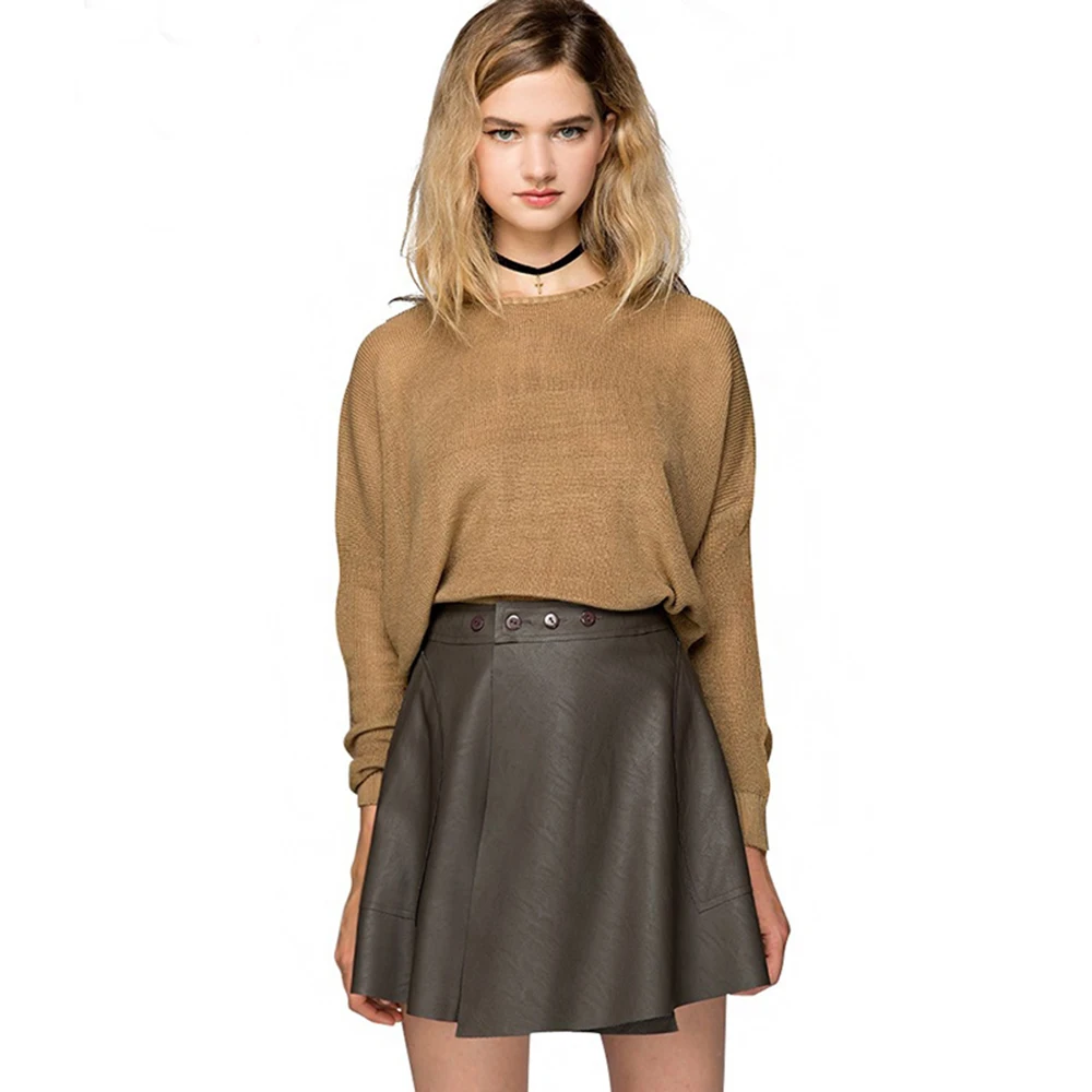 HDY Haoduoyi Brand 2020 Women Sweaters Brown Casual Batwing Sleeve Sexy Top Autumn Winter Ribbed Soft Crew Neck Pullovers Lady | Женская
