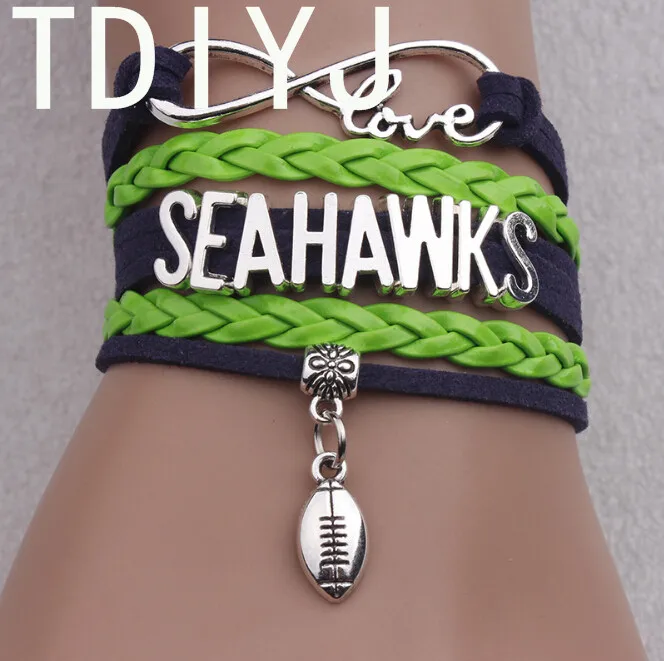 TDIYJ Seahawks Broncos Многослойные плетеные кожаные браслеты с подвесками для женщин Мода